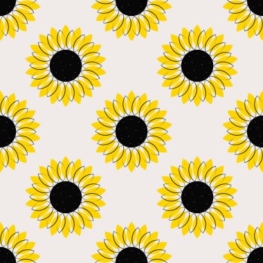 Işık arkaplanındaki ayçiçeklerinin kusursuz şablonu