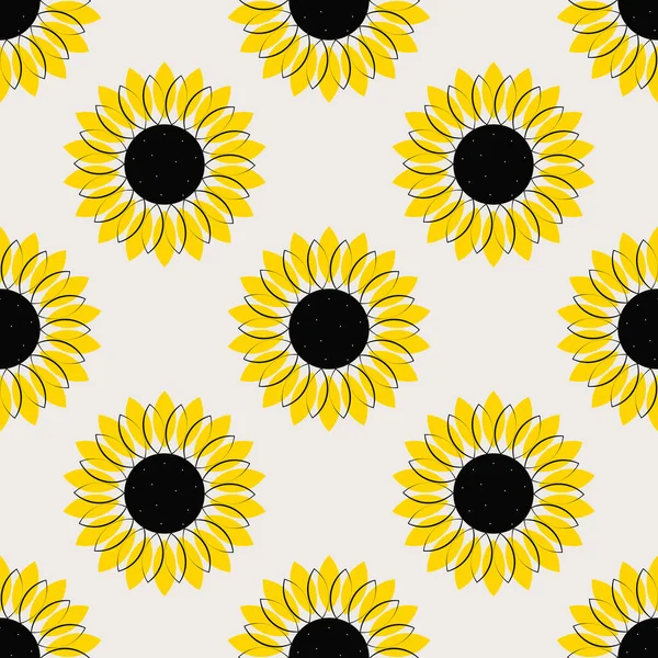 Işık arkaplanındaki ayçiçeklerinin kusursuz şablonu
