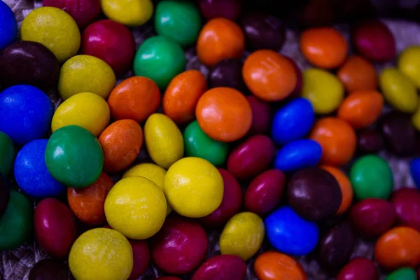 Petits Bonbons Gros Plan Fond Dragees Multicolores — Photo