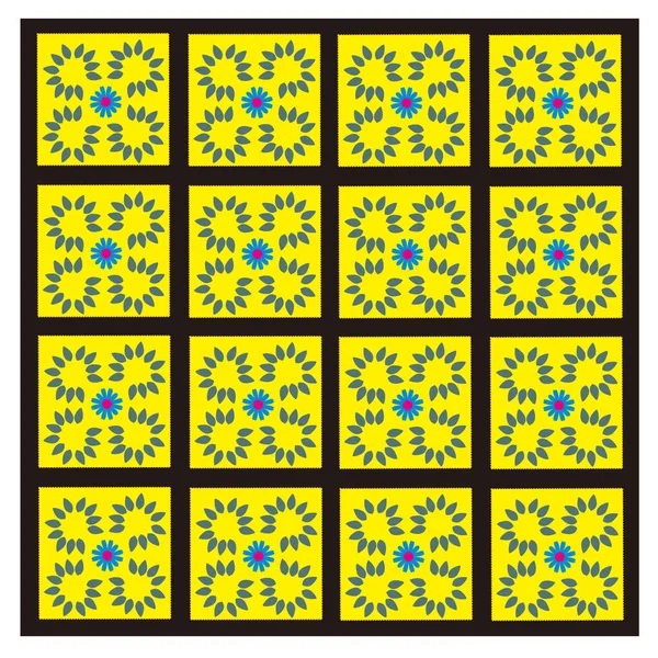 Desain Pola Batik Dengan Motif Bunga Tekstur Kuning Pola Ornamen - Stok Vektor