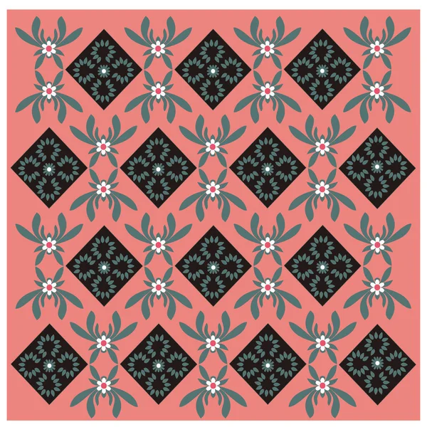 Desain Pola Batik Dengan Motif Bunga Tekstur Merah Muda Pola - Stok Vektor