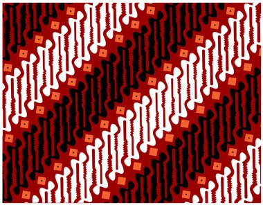 Endonezya 'dan vektör grafik batik desen. kırmızı ve beyaz renkli. Kumaşlar, kapaklar ve grafik ihtiyaçlar üzerine baskı için tasarımlar. modern şablonlar.