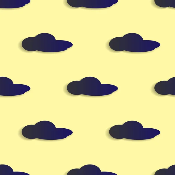 Azul Oscuro Nublado Azul Nube Vector Diseño Ilustración Fondo Amarillo — Vector de stock