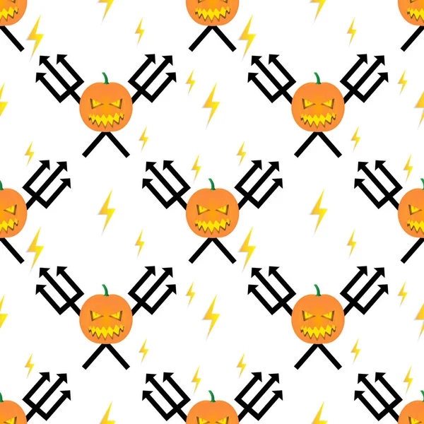 Orange Ghost Pumpkin Seamless Pattern Design Illustration Spear White Background — Stock Vector