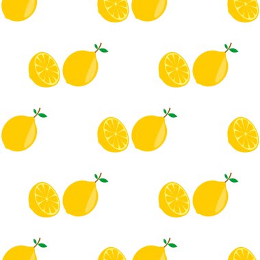 Turuncu meyve ve yeşil yaprak tasarımının kusursuz desenli temsili. Beyaz arka plan. Duvar kağıdı, arkaplan ve kumaş üzerine baskı için tasarım. modern şablonlar