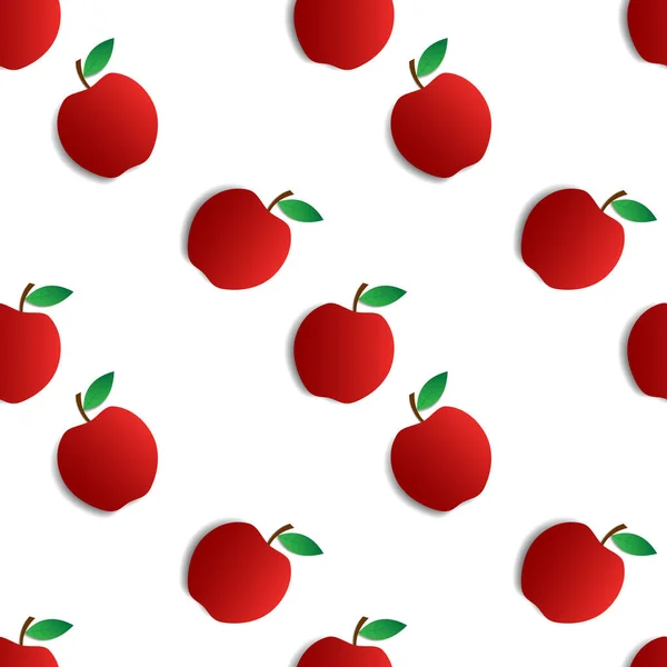 Motif Sans Couture Pomme Rouge Vecteur Fruits Design Fond Blanc — Image vectorielle