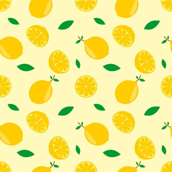 Seamless Pattern Vector Illustration Orange Fruit Green Leaf Design Yellow — Stockvektor
