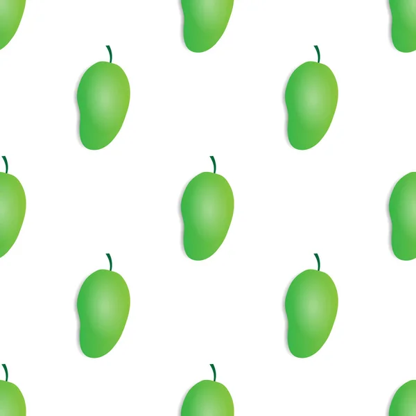 Patrón Sin Costuras Verde Mango Fruta Vector Diseño Fondo Blanco — Vector de stock