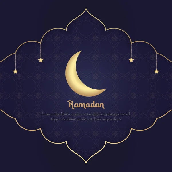 Ramadan Kareem Template Background Moon Design Simple Elegant Dark Blue — Stock Vector