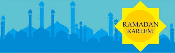 Ramadan Kareem Greeting Designs Blue Abstract Mosque Background Ramadan Templates — Stock Vector