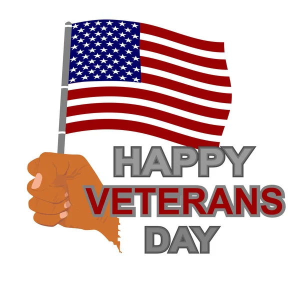 Gazi günü tebrik kartı vektör tasarımında Amerikan bayrağını tutan bir el resmi var. beyaz arkaplan