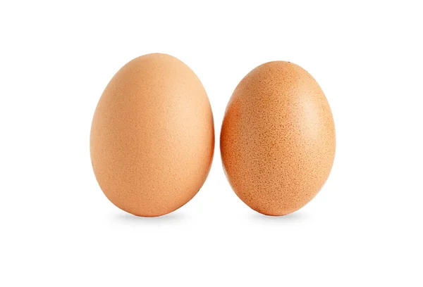 Dvě kuřecí čerstvé vejce izolované na bílém pozadí — Stock fotografie