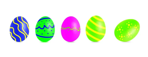 Nastavit Barevné Velikonoční Vajíčka Izolované Bílém Pozadí Banner Barevnými Velikonočními — Stock fotografie