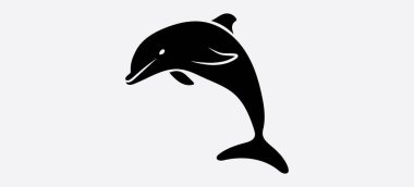 Yunus ikon atladı. Yunus siyah sembolü beyaz arkaplanda izole edilmiş. Yunus işareti. Deniz sembolü. Logo şablonu. Vektör illüstrasyonu