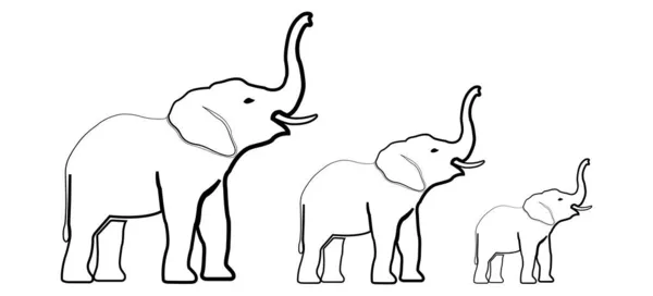 Tre Elefanter Med Upphöjda Stammar Symbol För Rikedom Och Styrka — Stock vektor