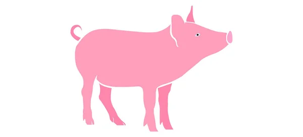 Икона Цвете Силуэта Векторной Розовой Свиньи — стоковый вектор
