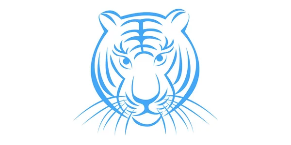 Vector Illustration Tiger Muzzle Portrait Tiger Blue Tiger Head Isolated — Stock Vector