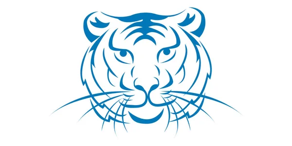 Illustration Vectorielle Museau Tigre Portrait Tigre Tête Tigre Bleue Isolée — Image vectorielle