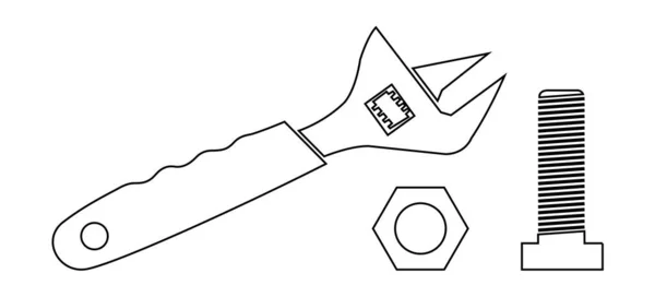 Llave Tuerca Hexágono Perno Hexágono — Archivo Imágenes Vectoriales