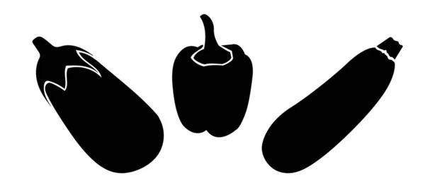 Légumes Frais Poivre Aubergine Courge Dans Style Plat Illustration Vectorielle — Image vectorielle