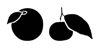 Turuncu simgelerin toplanması - turuncu ve mandarin vektör silueti