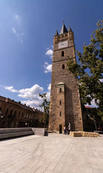 Baia Mare, Romanya-20 Ağustos 2021: Baia Mare, Maramures 'daki Kale' nin 40 metre yüksekliğindeki ve başlangıçta St. Stephen Kilisesi 'nin çan kulesiydi.