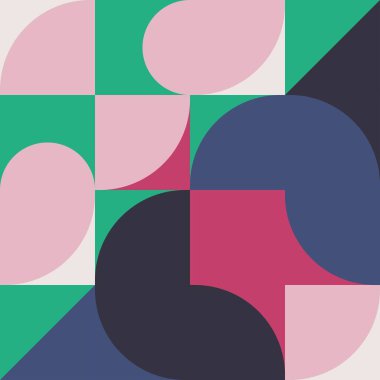 Basit şekilleri ve kalıpları olan geometrik minimalistik desen. Reklam markası, web afişi, iş ve duvar kağıdı için soyut vektör tasarımı.