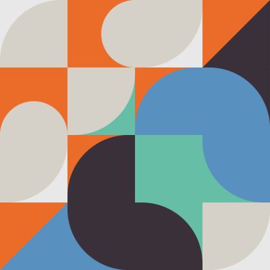 Basit şekilleri ve kalıpları olan geometrik minimalistik desen. Reklam markası, web afişi, iş ve duvar kağıdı için soyut vektör tasarımı.