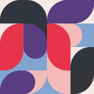 Basit şekilleri ve kalıpları olan geometrik minimalistik desen. Reklam markası, web afişi, iş ve duvar kağıdı için soyut vektör tasarımı.