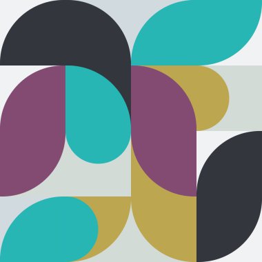Basit şekilleri ve kalıpları olan geometrik minimalistik desen. Reklam markası, web afişi, iş ve duvar kağıdı için soyut vektör tasarımı.