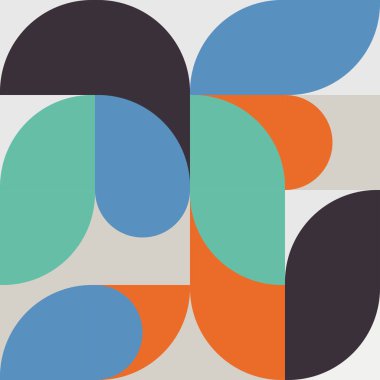 Basit şekilleri ve kalıpları olan geometrik minimalistik desen. Reklam markası, web afişi, iş ve duvar kağıdı için soyut vektör tasarımı.