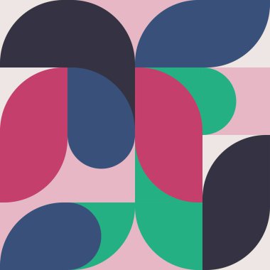 Basit şekilleri ve kalıpları olan geometrik minimalistik desen. Reklam markası, web afişi, iş ve duvar kağıdı için soyut vektör tasarımı.