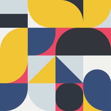 Basit şekilleri ve kalıpları olan geometrik minimalistik desen. Reklam markası, web afişi, iş ve duvar kağıdı için soyut vektör tasarımı.
