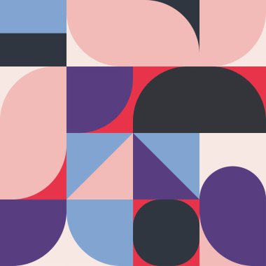 Basit şekilleri ve kalıpları olan geometrik minimalistik desen. Reklam markası, web afişi, iş ve duvar kağıdı için soyut vektör tasarımı.