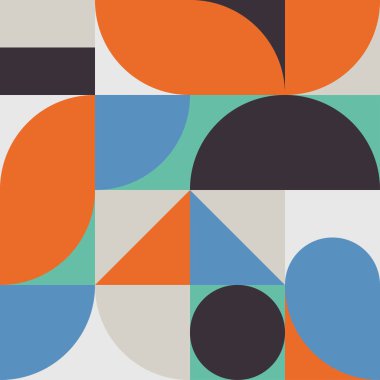 Basit şekilleri ve kalıpları olan geometrik minimalistik desen. Reklam markası, web afişi, iş ve duvar kağıdı için soyut vektör tasarımı.