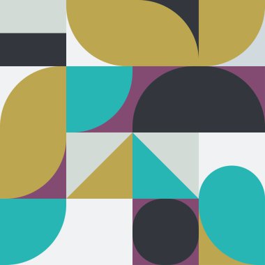Basit şekilleri ve kalıpları olan geometrik minimalistik desen. Reklam markası, web afişi, iş ve duvar kağıdı için soyut vektör tasarımı.