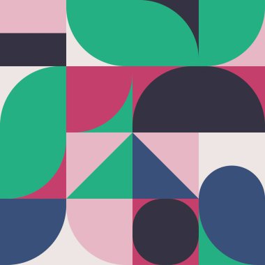 Basit şekilleri ve kalıpları olan geometrik minimalistik desen. Reklam markası, web afişi, iş ve duvar kağıdı için soyut vektör tasarımı.