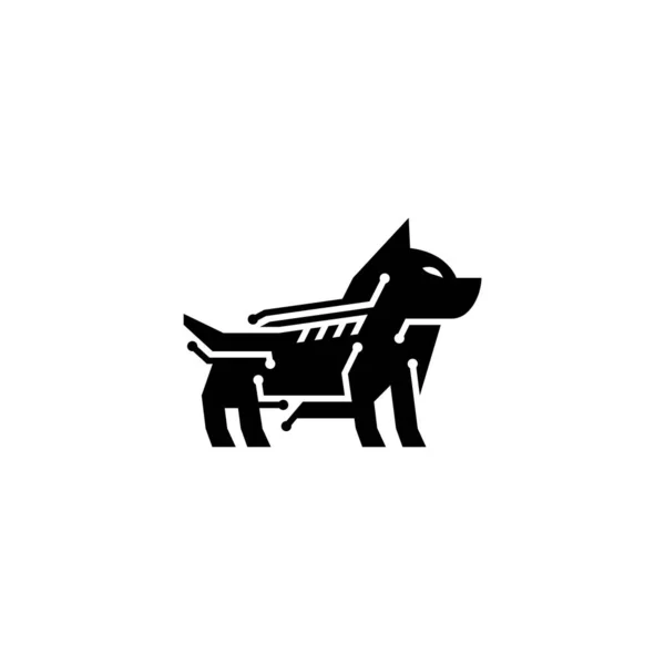 Dog Circuit Vector Logo Design — Vetor de Stock