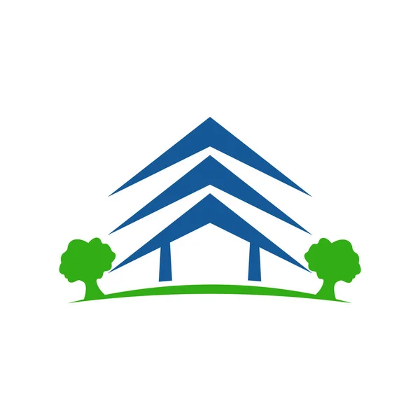 Villaggio Natura Creativo Logo Design — Vettoriale Stock