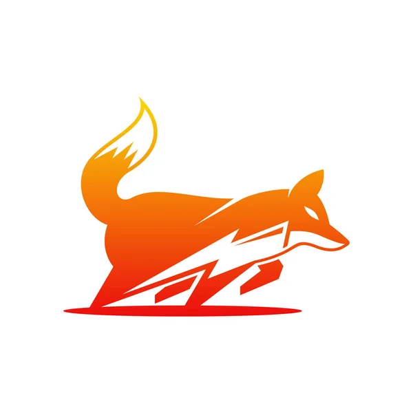 Fox Trovão Criativo Vector Logo Design — Vetor de Stock