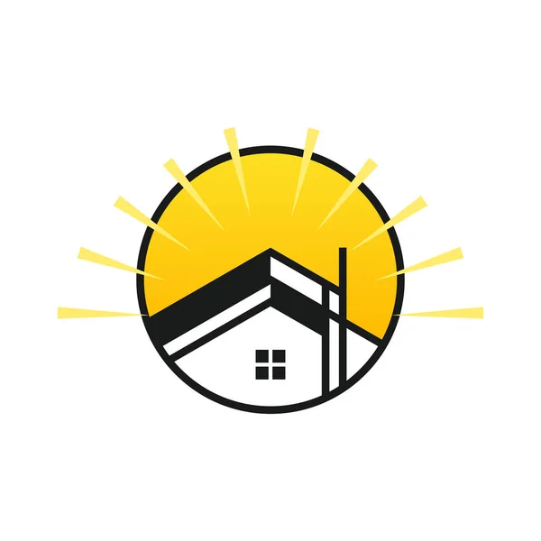Casa Sole Attività Commerciale Logo Design — Vettoriale Stock
