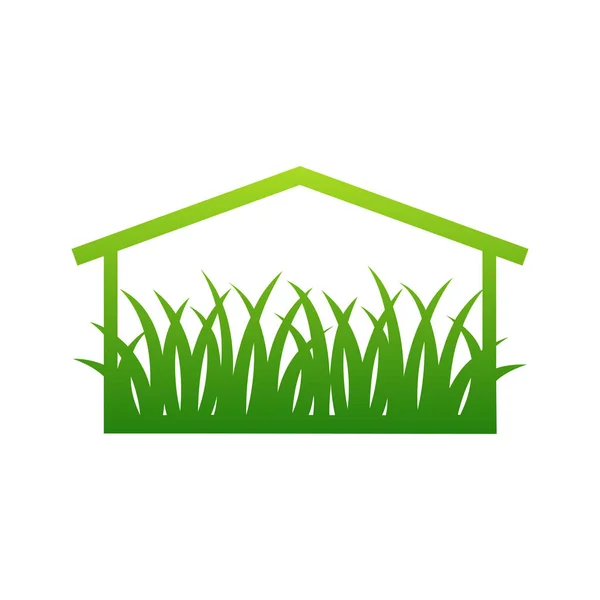 Home Nature Grass Creative Logo Design — Stockový vektor