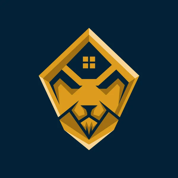 Lion Strona Główna Kreatywne Logo Design — Wektor stockowy