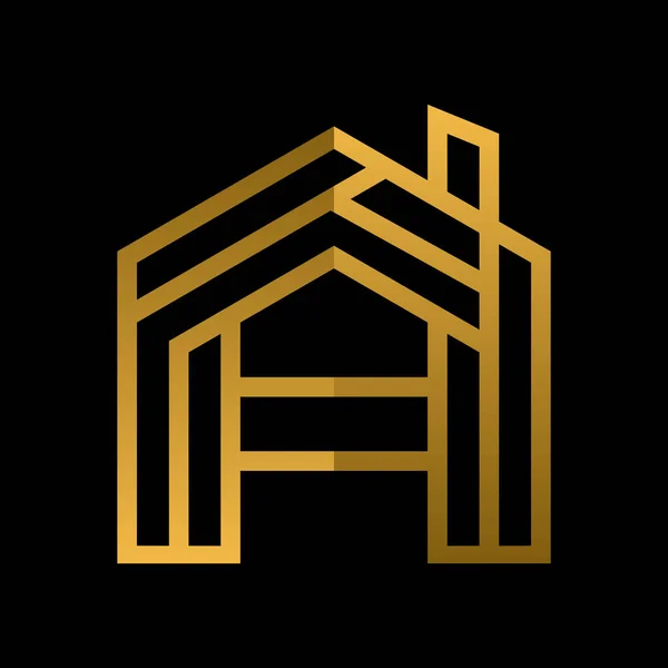 Lettera Home Line Logo Design — Vettoriale Stock