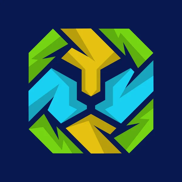 Lion Geometric Colorful Logo Design — Stock Vector