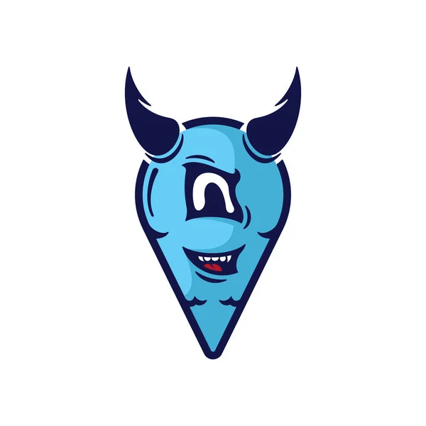 Monster Pin Maskot Vektör Logosu Tasarımı — Stok Vektör