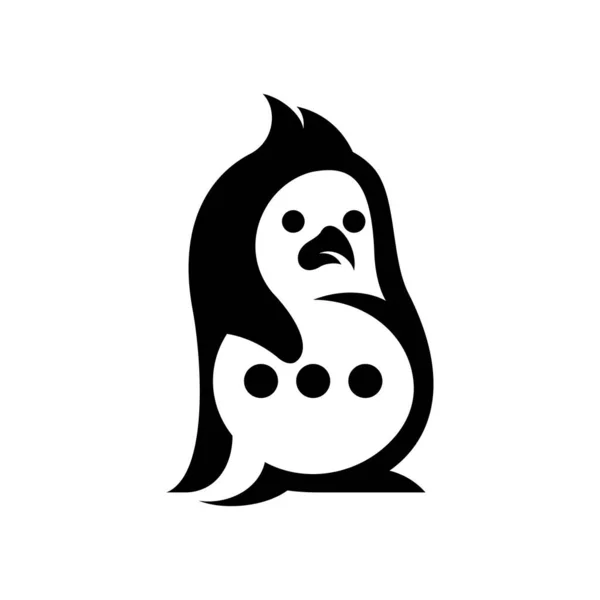 Animal Pinguin Talk Logo Design — Stockvektor