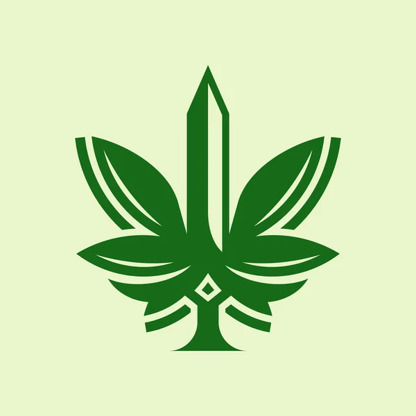 Sword Marijuana Business Logo Design — Vetor de Stock