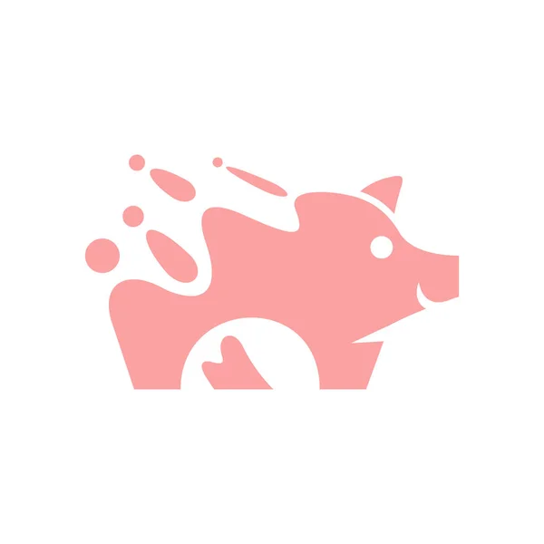 Állati Sertés Splash Business Logo Design — Stock Vector