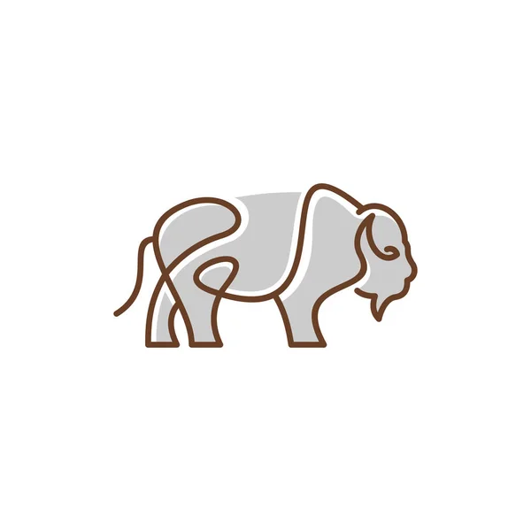 Animal Bison Line Kreatives Logo Design — Stockvektor